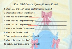 720 New baby shower game how well do you know mommy and daddy 427 How Well Do You Know Mommy 